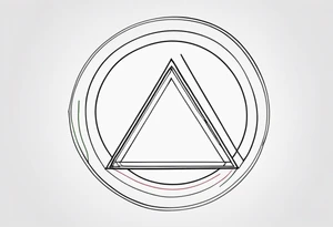 A triangle with a thicker lower side, inside a circle, very simple and minimalistic. tattoo idea