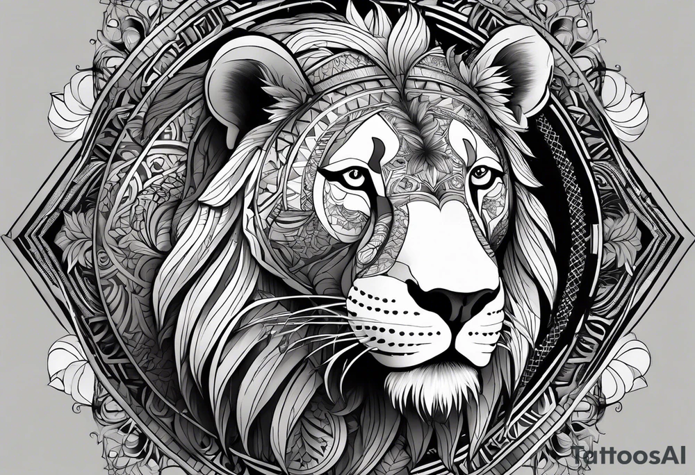 Very asymmetrical, +geometric pattern, with realistic full moon, with hippo face surround with lion fur,+tribal, +geometric, +inkart , +blackwork, +grey scale, + sketch
with wintersweet flower bud, +inkart touch, +for men, detailed , combined favourite , tattoo idea