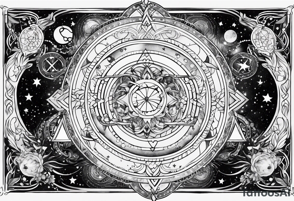 Galaxy with Gemini and Capricorn constellations tattoo idea