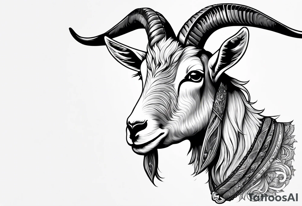 Image of goat combined with commandment. tattoo idea