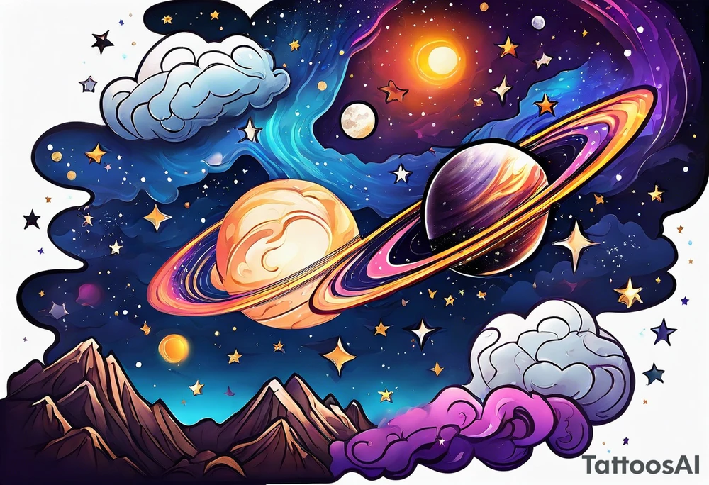 milky way galaxy with a cloudy pattern tattoo idea