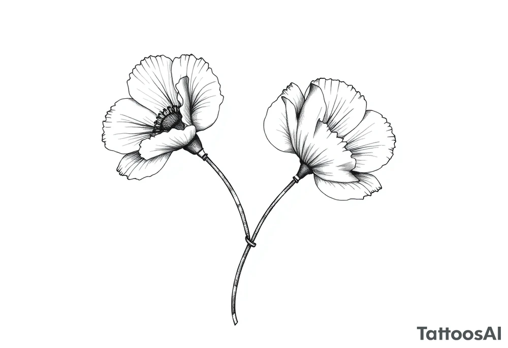 Violet and poppy tied together tattoo idea