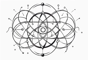 long quantum atoms chain with spiritual elements tattoo idea