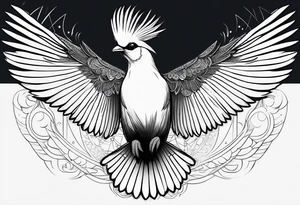 Turaco bird with wingspan from above tattoo idea