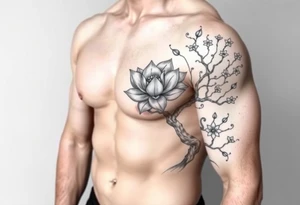 Lotus flower and tree of life tattoo idea