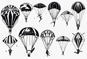 man parachute and shooting guns tattoo idea
