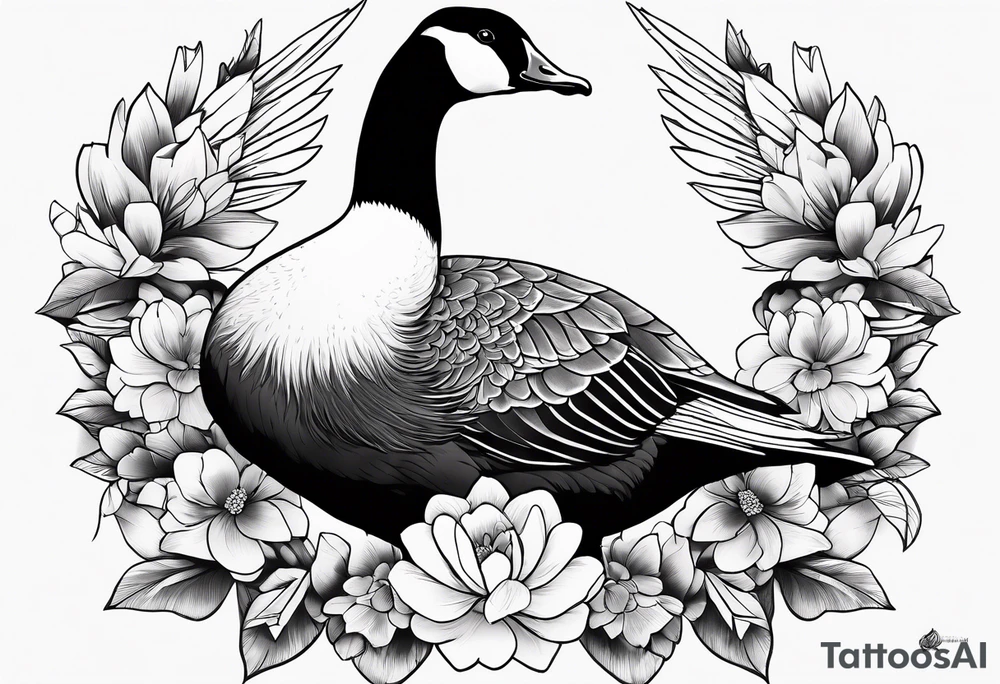 angry canadian goose with flowers at the bottom tattoo idea angry canadian goose with flowers at the bottom tattoo idea