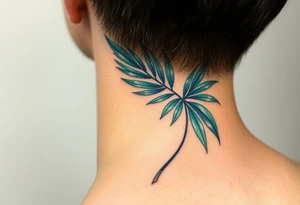 large palm leaves twisted side neck tattoo tattoo idea