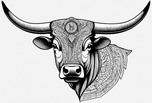 Show me images of a tattoo writing out fraternitis vinculum and a bull from the Latin triumvirate tattoo idea