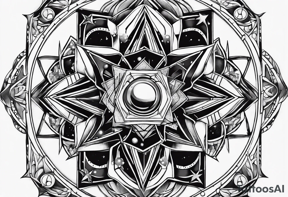 Tesseract and stars tattoo idea
