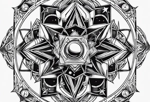 Tesseract and stars tattoo idea