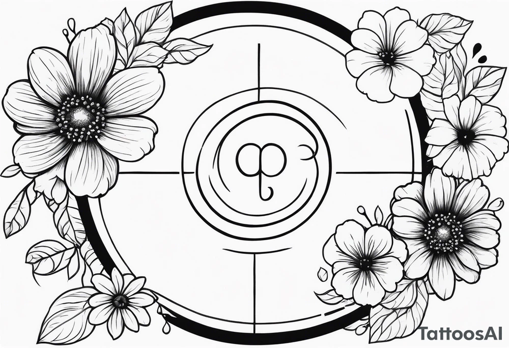 Gemini symbol with flowers tattoo idea