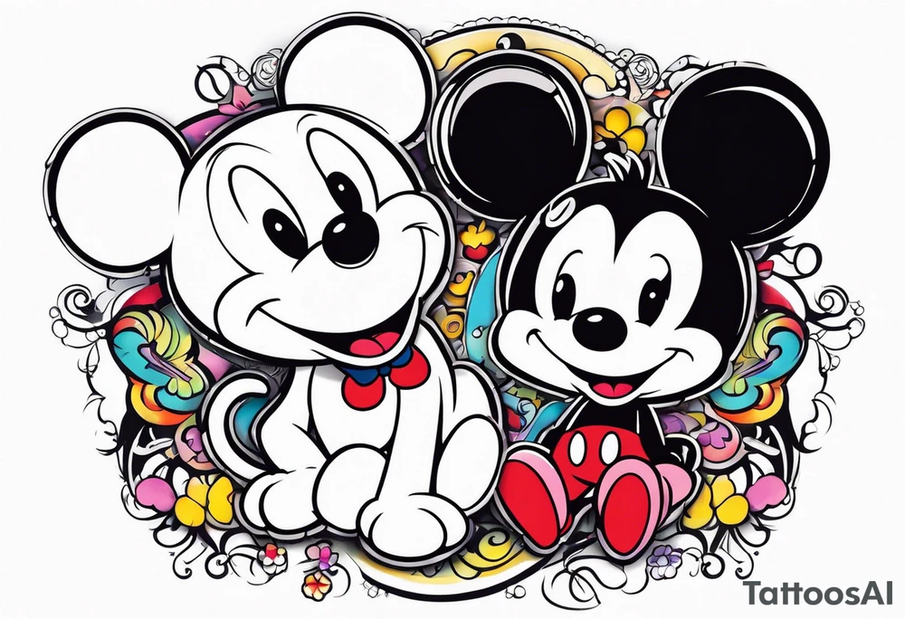 mickey and kuromi tattoo idea