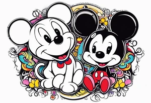 mickey and kuromi tattoo idea