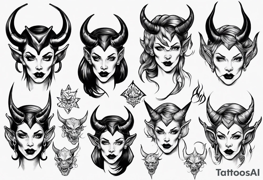 Female devil tattoo idea