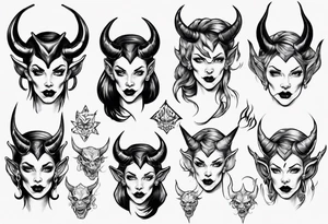 Female devil tattoo idea