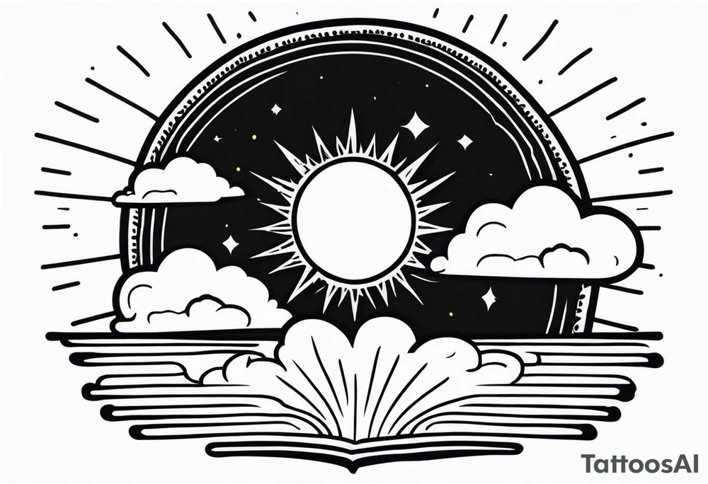 sunshine with beams coming out of clouds tattoo idea