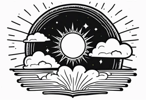 sunshine with beams coming out of clouds tattoo idea