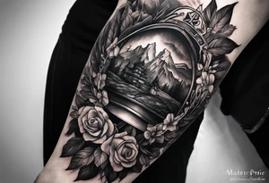 Full sleeve realistic with some military and family tree tattoo idea