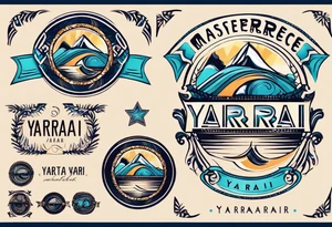 a a simple easily drawn logo for a bikini brand called Yaraí. Simple logo and unique design symbolizing the meaning "lively waters" . Spiral included in the logo tattoo idea