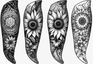Sunflower leg sleeve tattoo idea