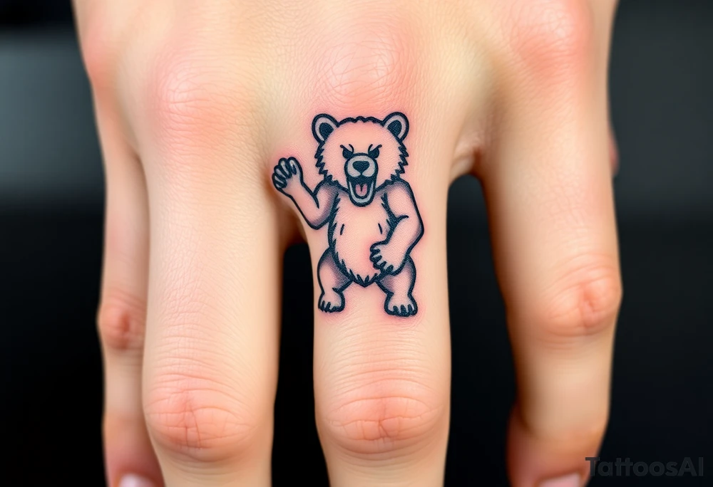 University of Northern Colorado bear mascot  standing up on 2 paws fierce look in a swiping paw tattoo idea