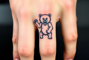University of Northern Colorado bear mascot  standing up on 2 paws fierce look in a swiping paw tattoo idea