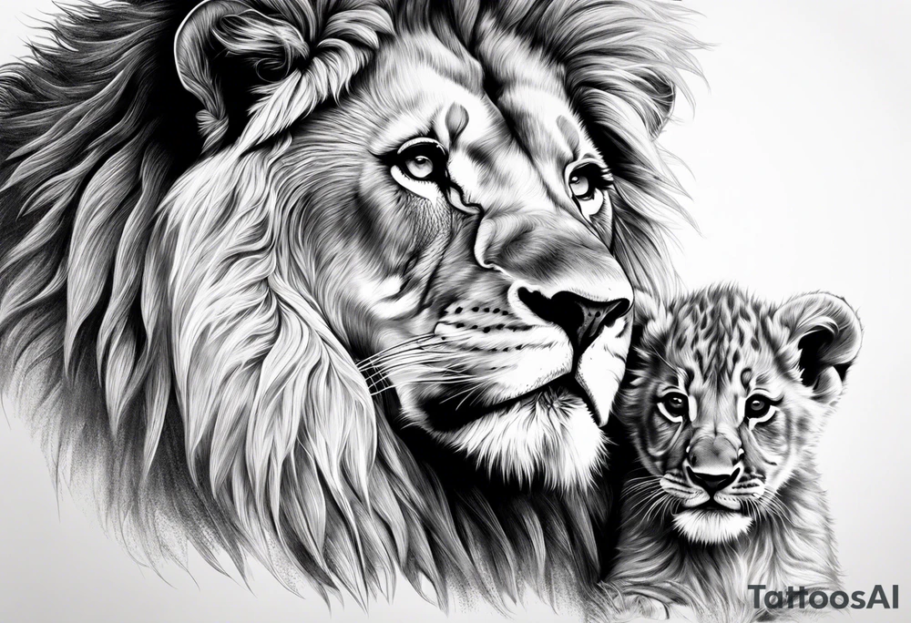 Lion and baby lion representing father and son tattoo idea