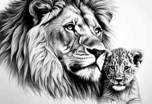 Lion and baby lion representing father and son tattoo idea