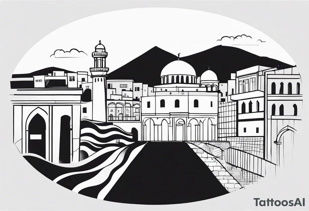 israel city vector gate 
swirl  vignette tattoo idea