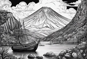 Put the Vesuvius and random coordinates in Naples together tattoo idea