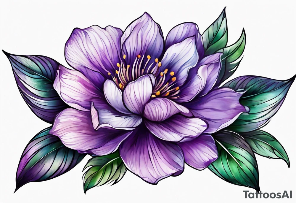 Purple flower tattoo idea