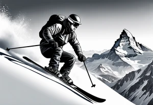 Skier matterhorn tattoo idea