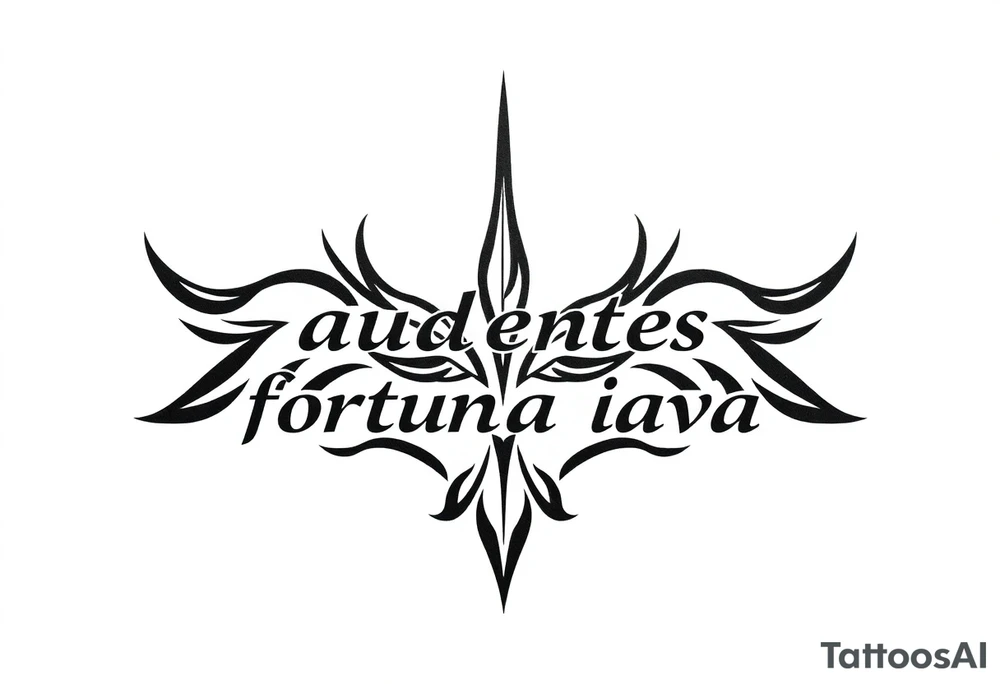 Quote "audentes fortuna iavat" with roman leaf symbol tattoo idea