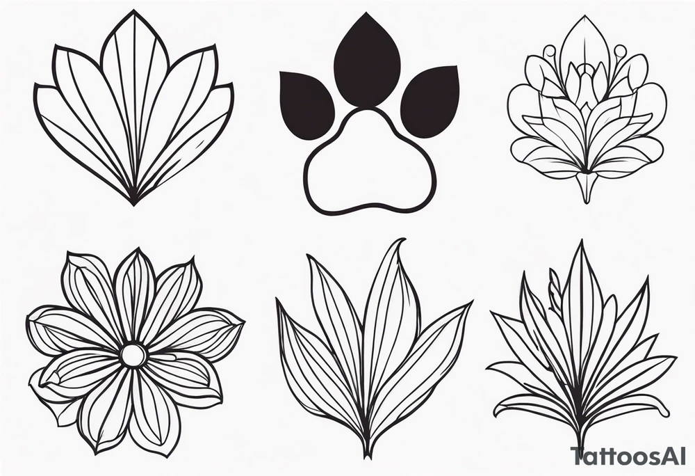 Flower paw print tattoo idea