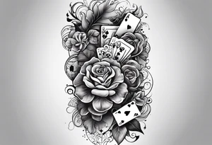 Forearm sleeve tattoo with playing cards and hearts tattoo idea