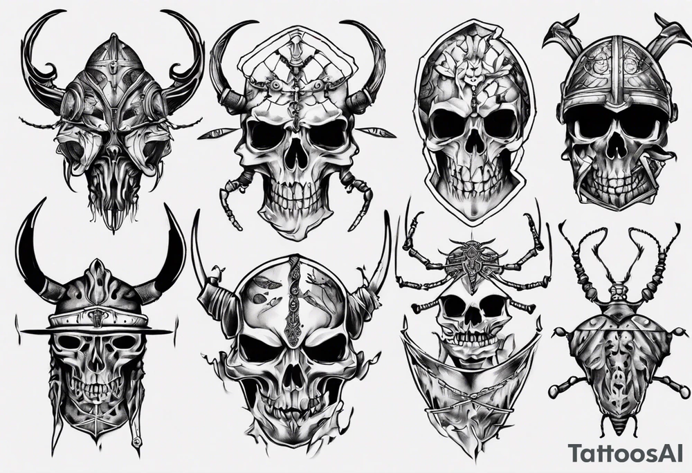 i want a tattoo of a bug viking skeleton head tattoo idea