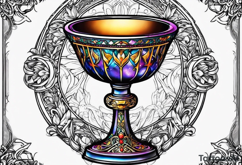 chalice surrounded by halo tattoo idea