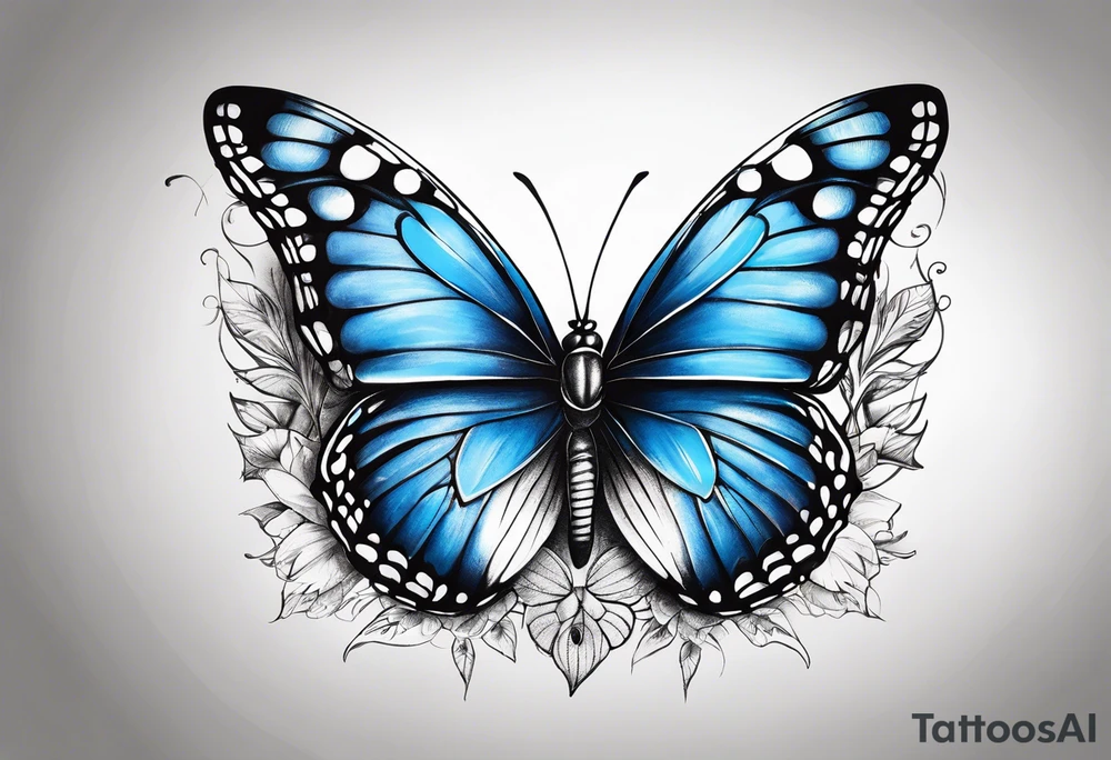 Blue butterfly tattoo idea