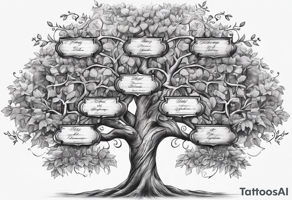 Family tree with names tattoo idea