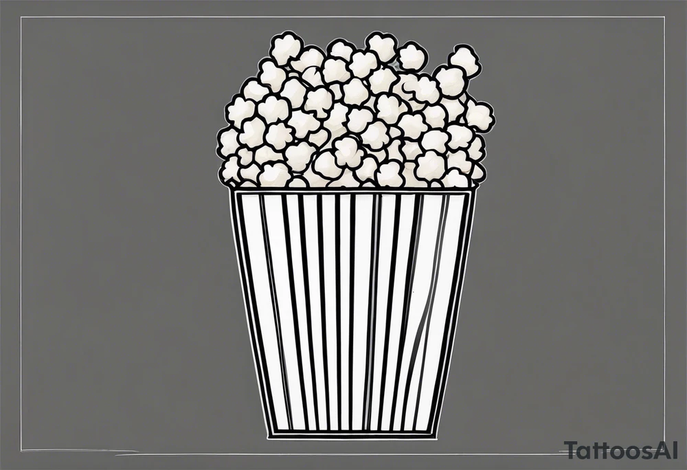 Traditional cinema Popcorn box with vertical stripes, fine line tattoo idea