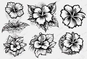 Round ornament hibiscus tattoo idea