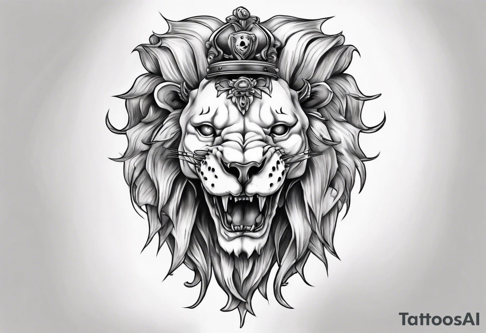 Lion skull statue ro tattoo idea