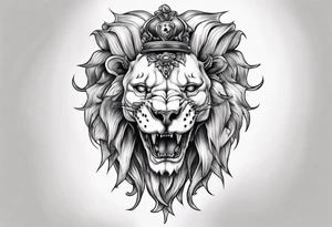 Lion skull statue ro tattoo idea