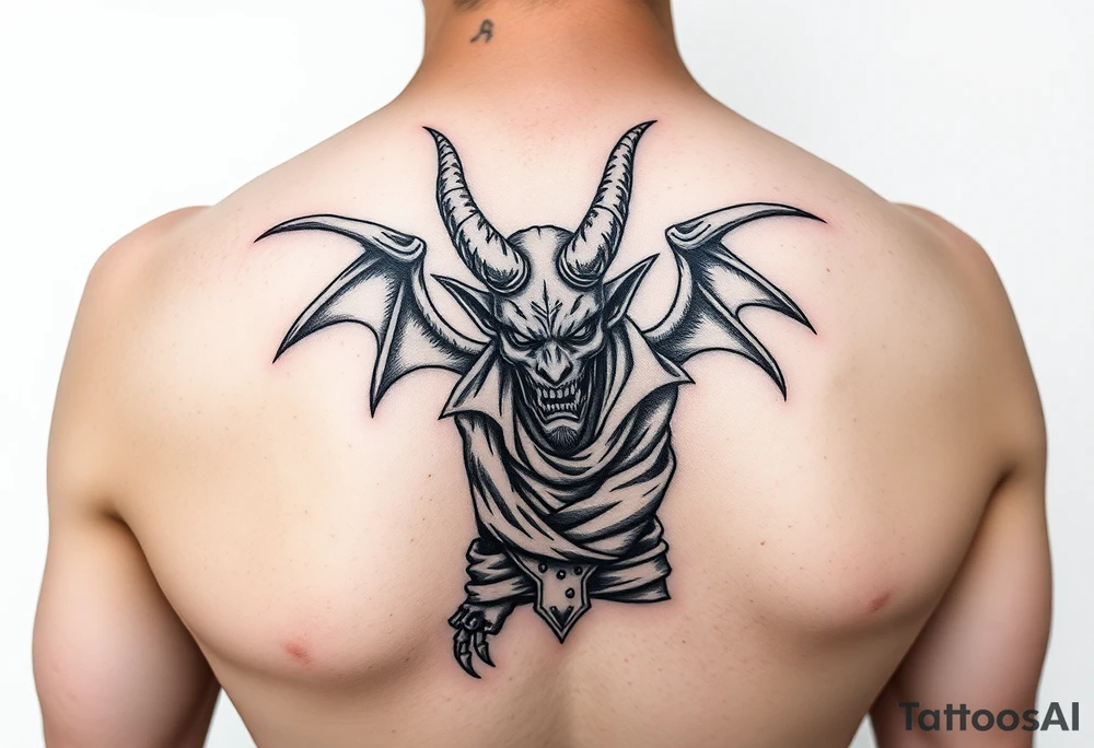 demon in cowboy-clothing,desert. tattoo idea