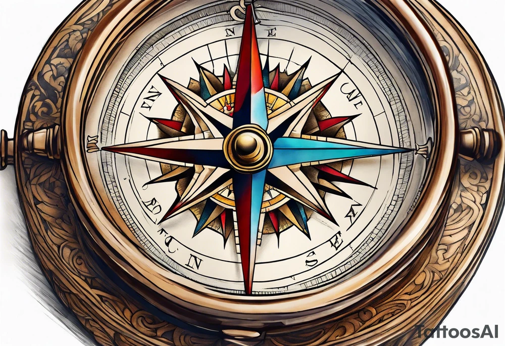 antique compass side view tattoo idea