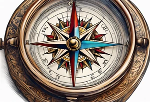 antique compass side view tattoo idea