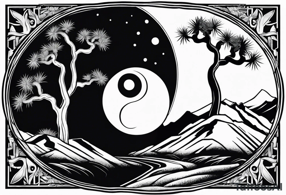 yin and yang joshua tree tattoo idea