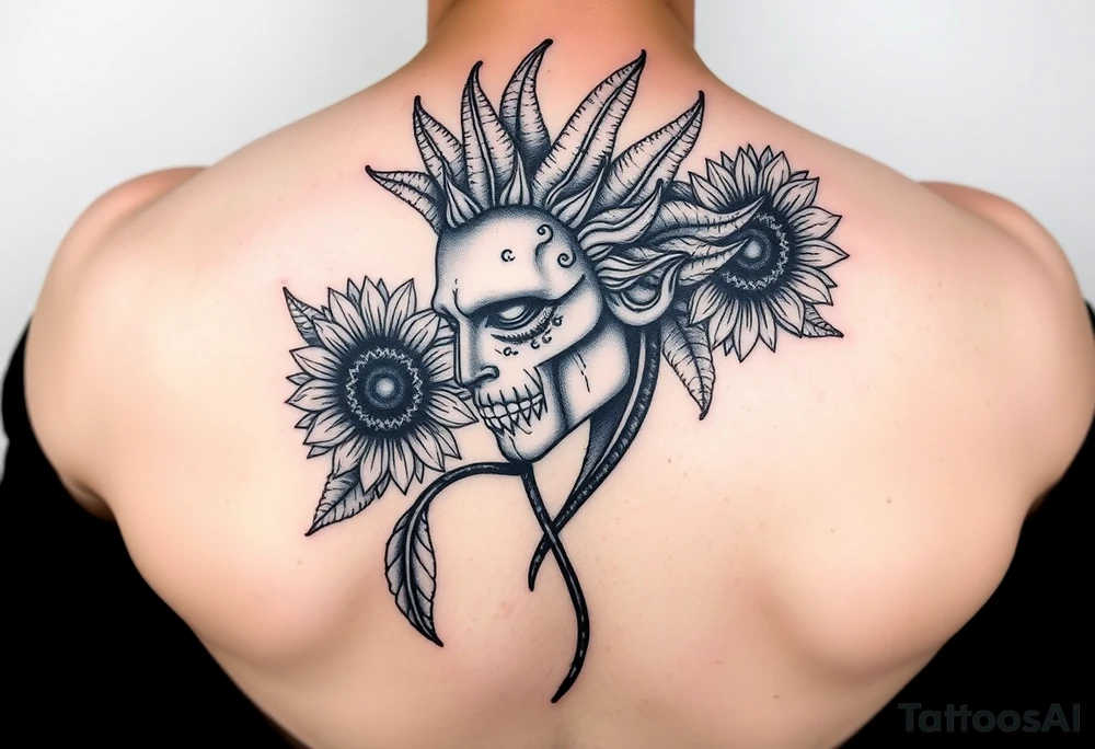 medusa with sunflowers tattoo idea