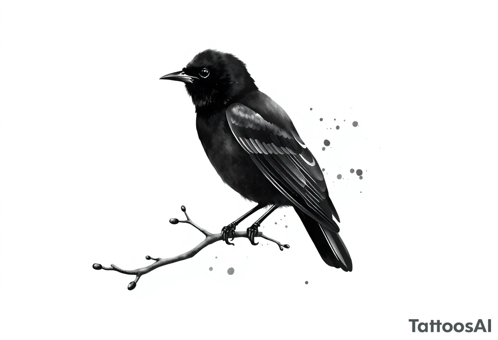 Male European Blackbird on a branch tattoo idea tattoo idea